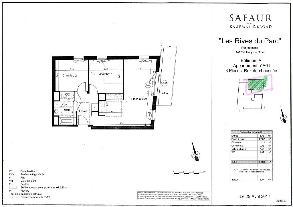 Appartement F3 FLEURY SUR ORNE (14123) 3A Immobilier