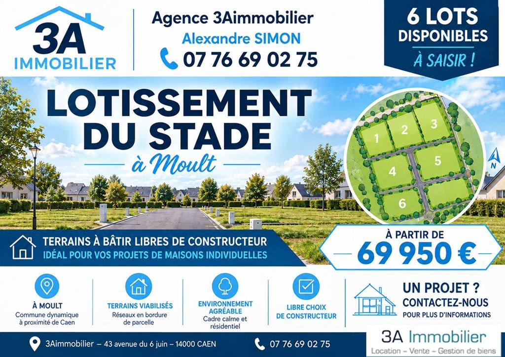 Terrain MOULT (14370) 3A Immobilier